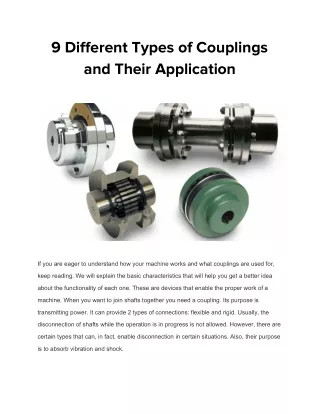 9 Different Types of Couplings and Their Application
