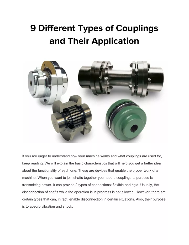 9 different types of couplings and their