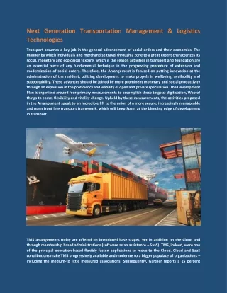next generation transportation management