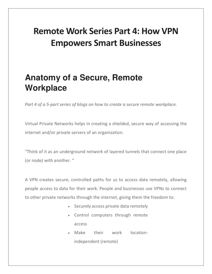 remote work series part 4 how vpn empowers smart
