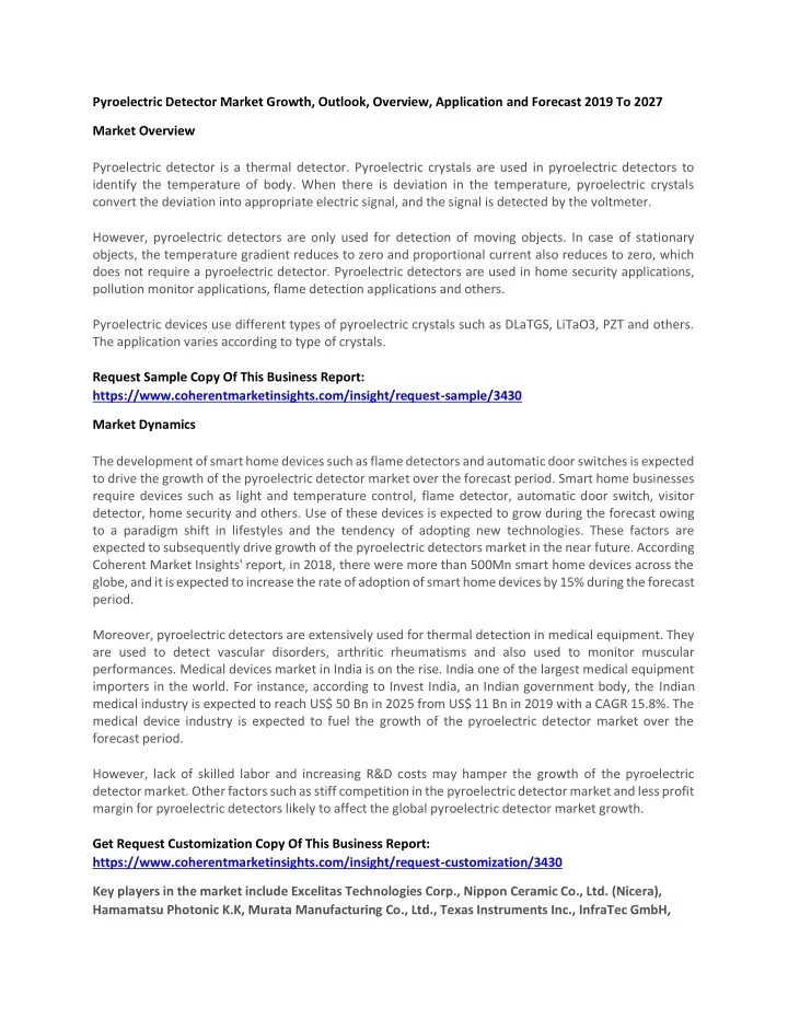 pyroelectric detector market growth outlook