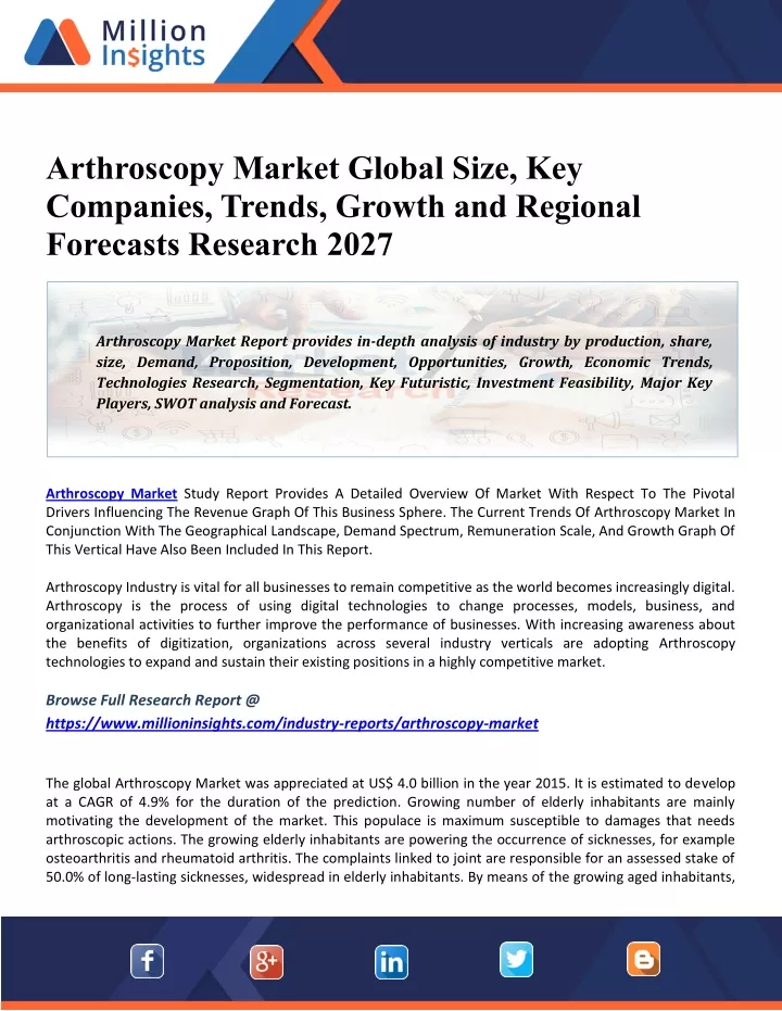 arthroscopy market global size key companies