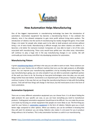 how automation helps manufacturing