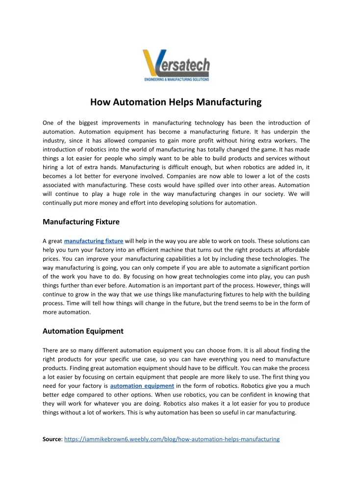 how automation helps manufacturing