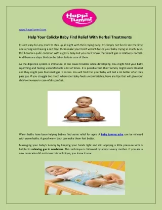 Help Your Colicky Baby Find Relief With Herbal Treatments
