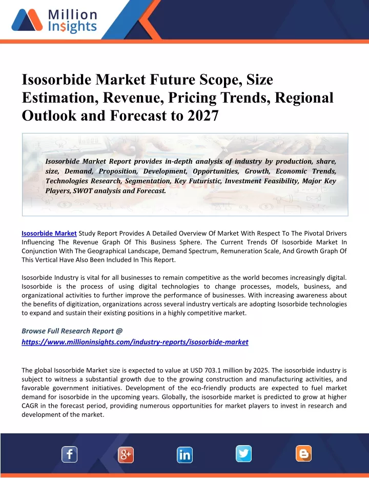 isosorbide market future scope size estimation