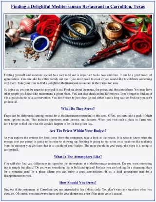 finding a delightful mediterranean restaurant