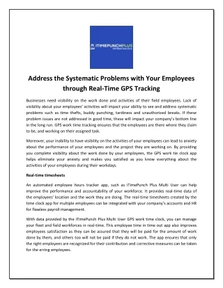 Address the Systematic Problems with Your Employees through Real-Time GPS Tracking