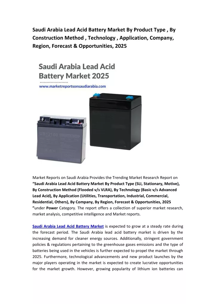 saudi arabia lead acid battery market by product