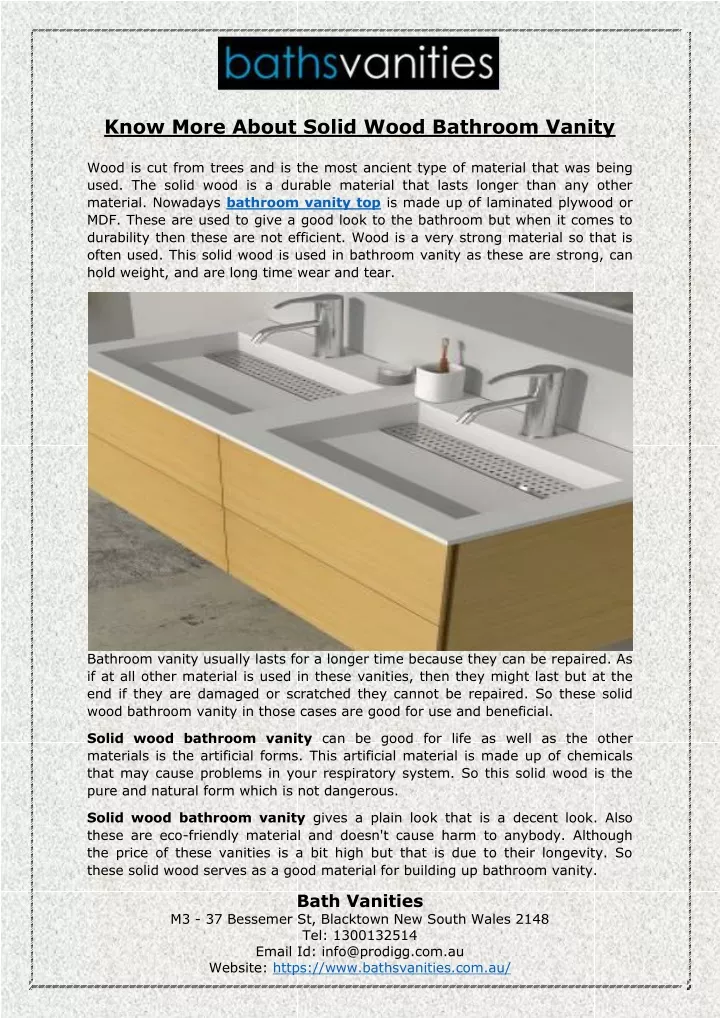 know more about solid wood bathroom vanity