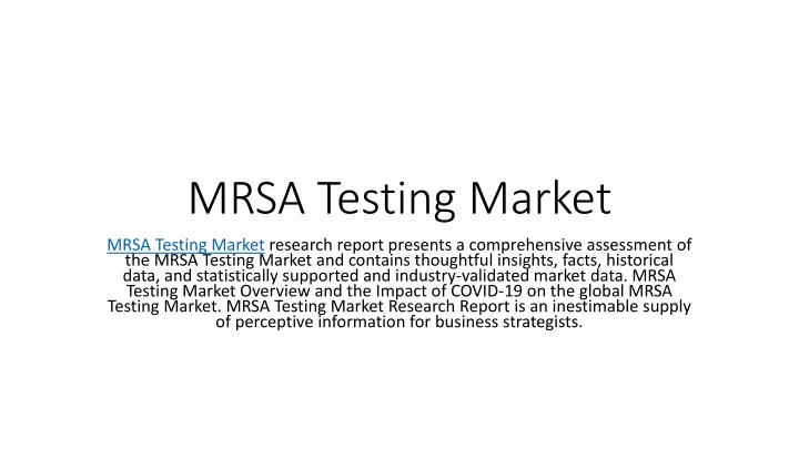 mrsa testing market