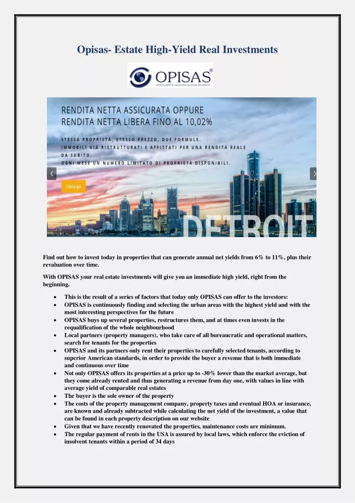 opisas estate high yield real investments
