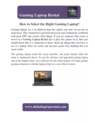 gaming laptop rental