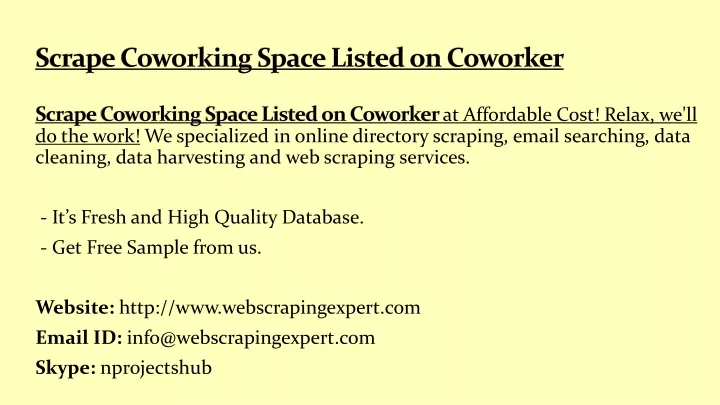 scrape coworking space listed on coworker