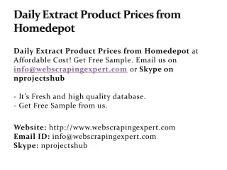 Daily Extract Product Prices from Homedepot