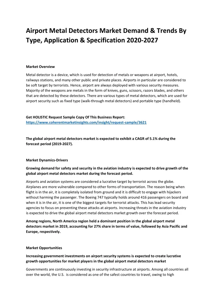 airport metal detectors market demand trends