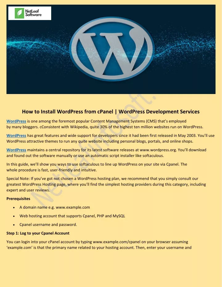 how to install wordpress from cpanel wordpress