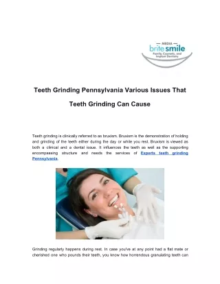 Teeth Grinding Pennsylvania Various Issues That Teeth Grinding Can Cause