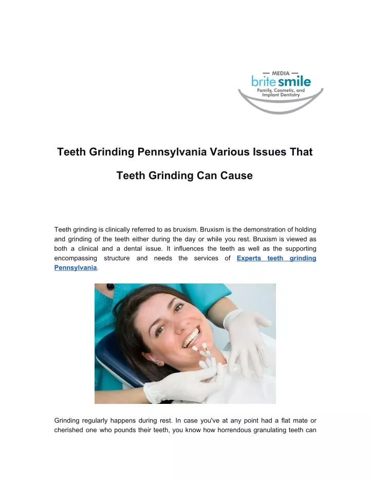 teeth grinding pennsylvania various issues that