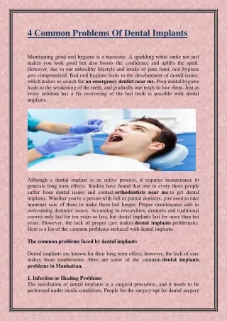 4 common problems of dental implants maintaining