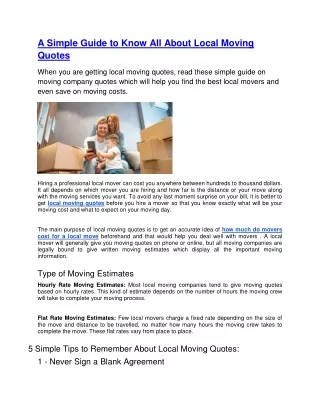 a simple guide to know all about local moving