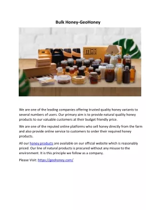bulk honey geohoney