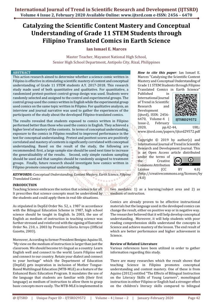 international journal of trend in scientific