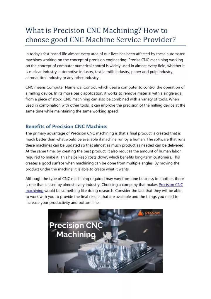 what is precision cnc machining how to choose