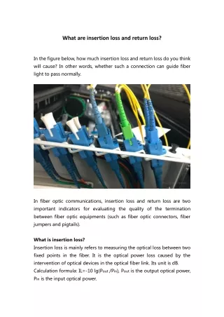 what are insertion loss and return loss