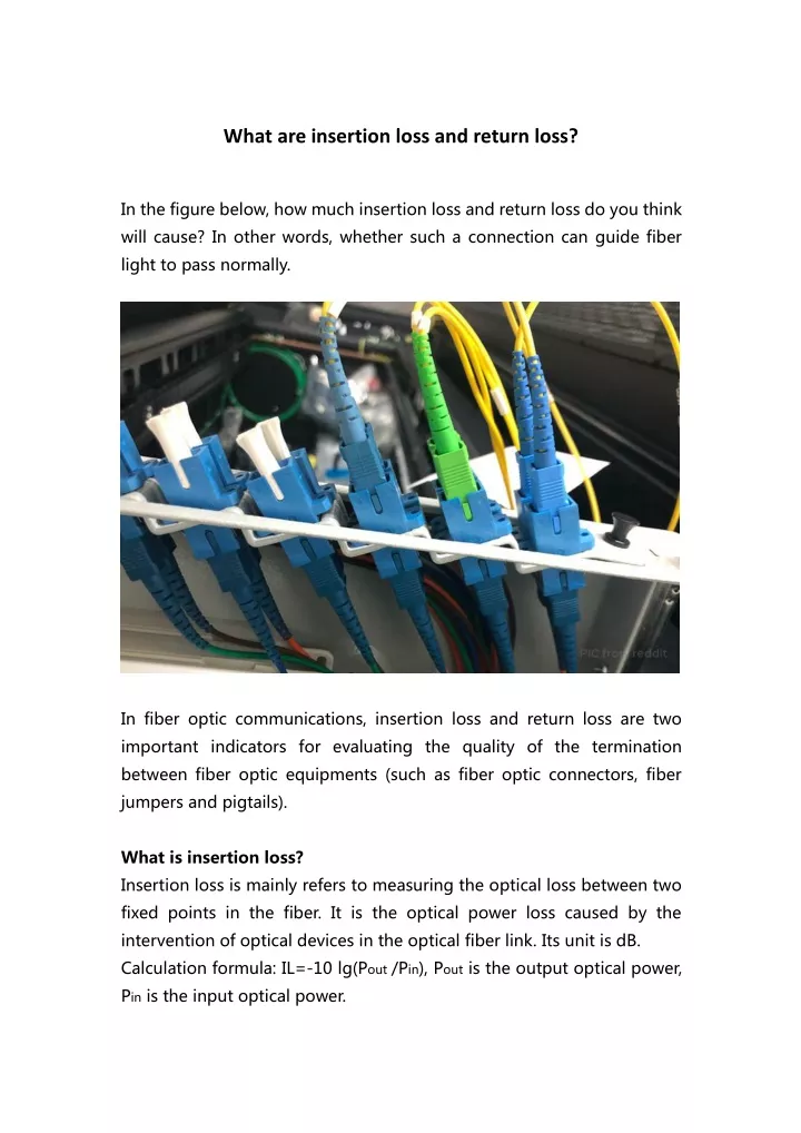 what are insertion loss and return loss