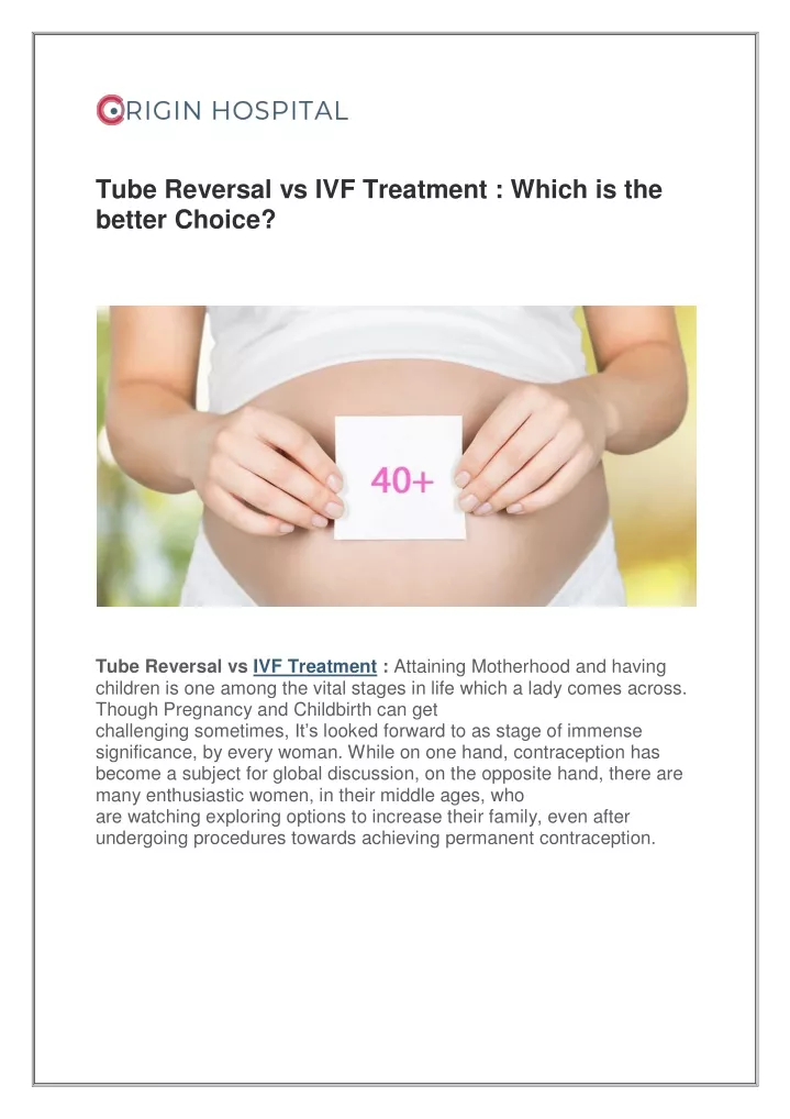 tube reversal vs ivf treatment which
