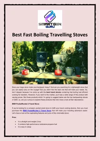 Best Fast Boiling Travelling Stoves