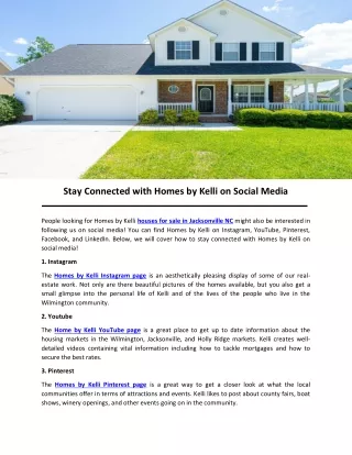 Stay Connected with Homes by Kelli on Social Media