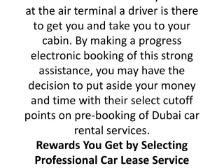 Expert Dubai Car Rental Service is Best for Lavish Transfers