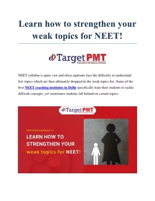 Learn how to strengthen your weak topics for NEET!