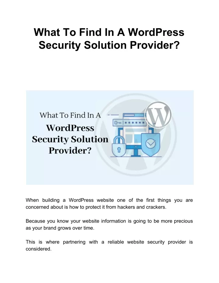 what to find in a wordpress security solution