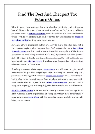 find the best and cheapest tax return online