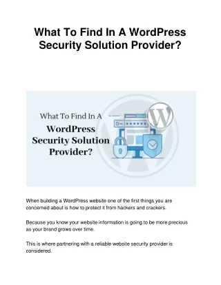 what to find in a wordpress security solution provider