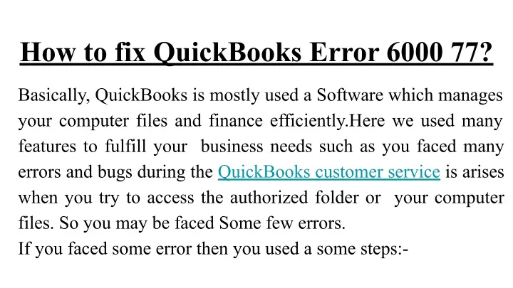 how to fix quickbooks error 6000 77
