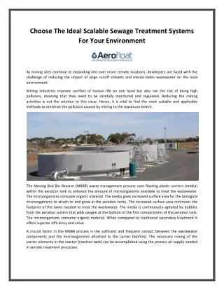 Choose The Ideal Scalable Sewage Treatment Systems For Your Environment