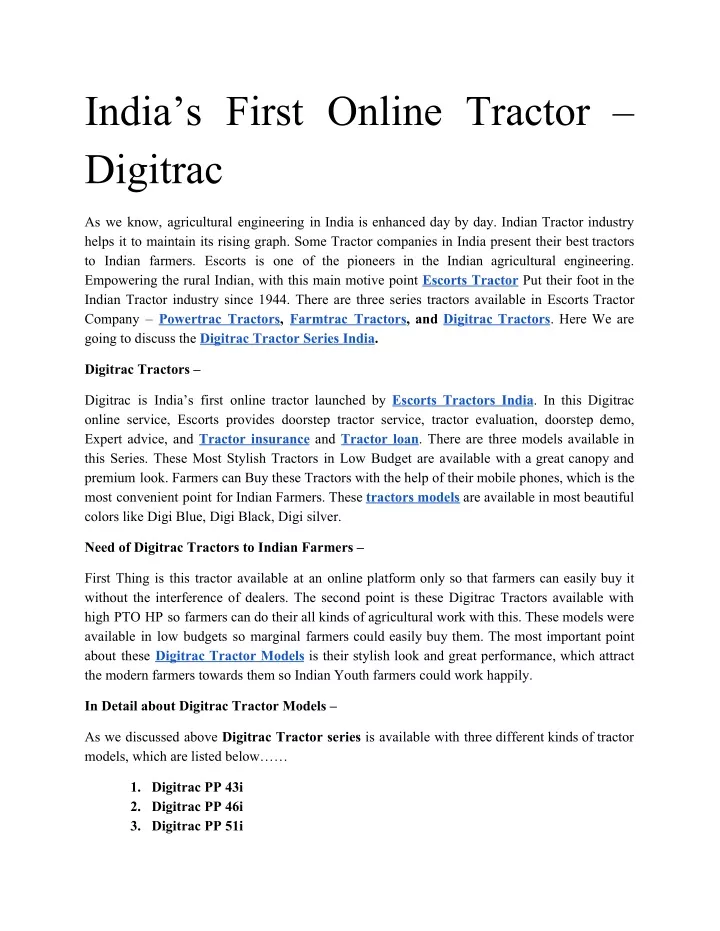 india s first online tractor digitrac