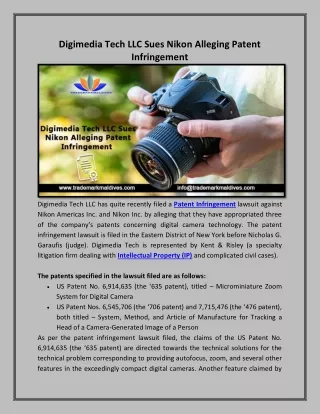 Digimedia Tech LLC Sues Nikon Alleging Patent Infringement