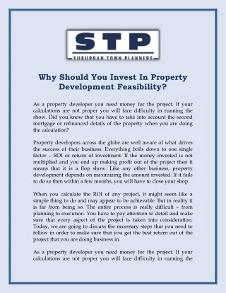 Why Should You Invest In Property Development Feasibility?