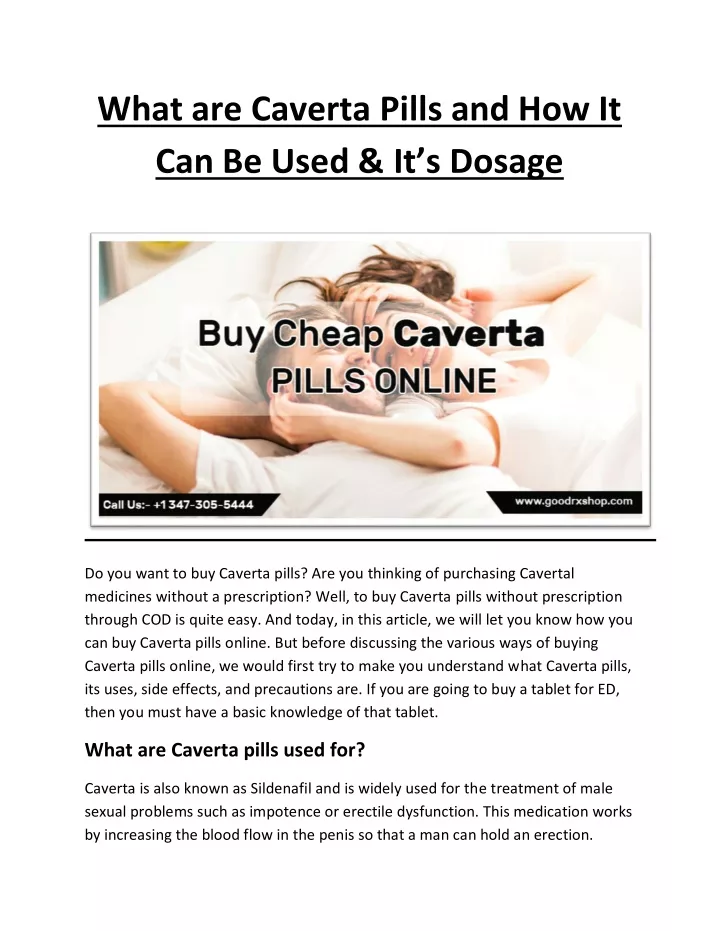 what are caverta pills and how it can be used