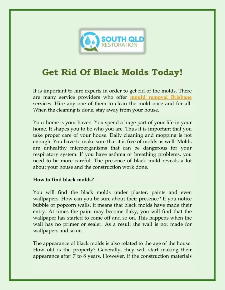 get rid of black molds today it is important