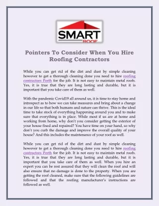Pointers To Consider When You Hire Roofing Contractors