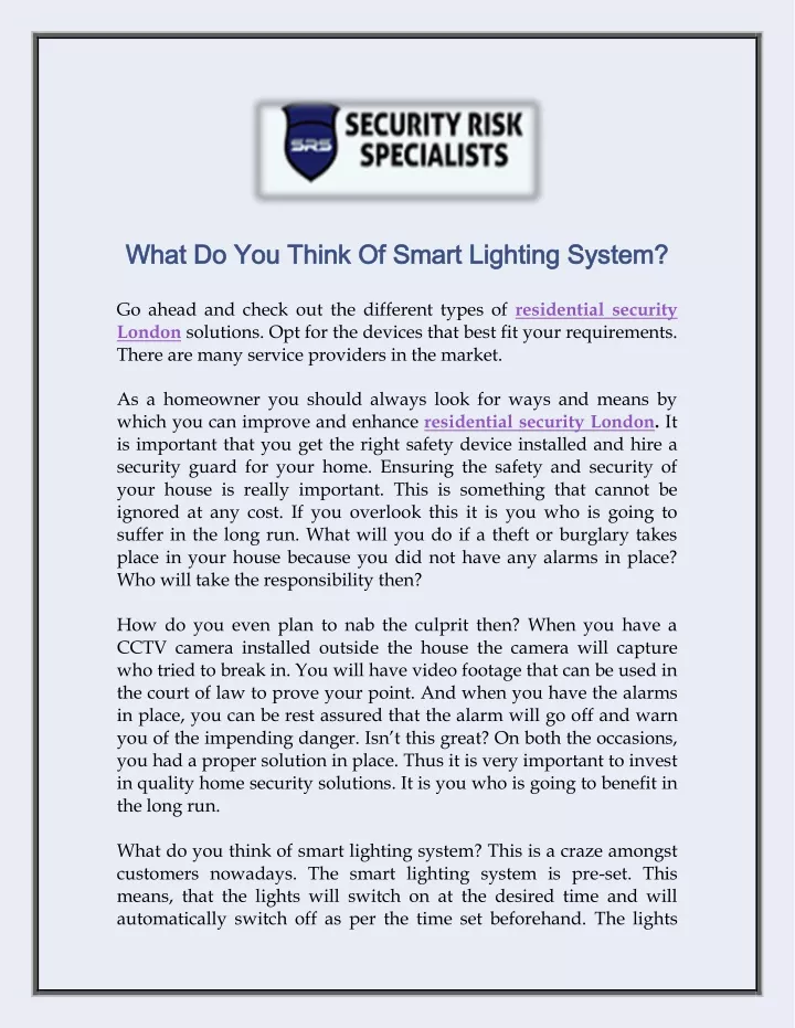 what what do you think of smart lighting system