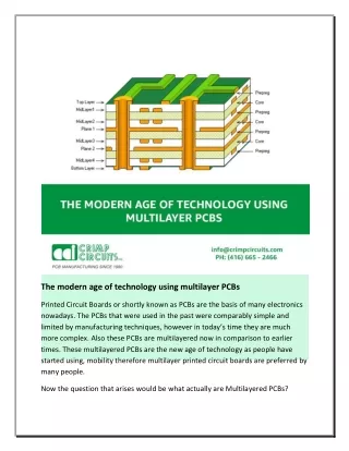 The modern age of technology using multilayer PCBs