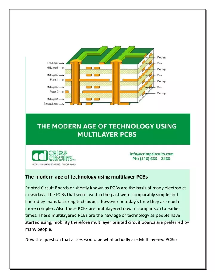 the modern age of technology using multilayer pcbs