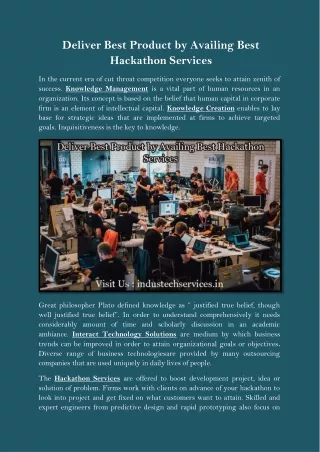 deliver best product by availing best hackathon